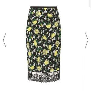 DVF Diane von Furstenberg Floral Print A-Line Silk Skirt